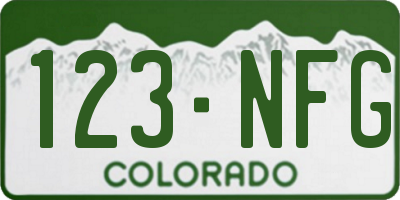 CO license plate 123NFG