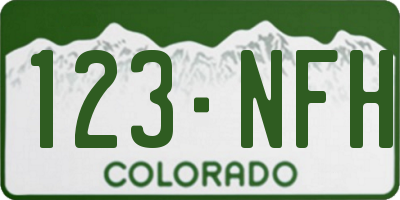 CO license plate 123NFH