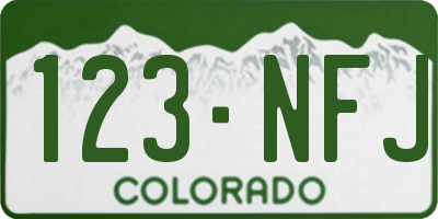 CO license plate 123NFJ