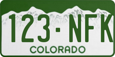 CO license plate 123NFK