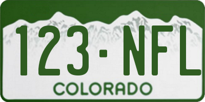 CO license plate 123NFL