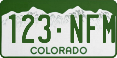 CO license plate 123NFM