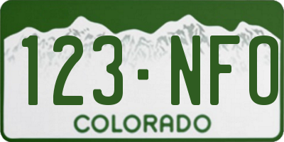 CO license plate 123NFO