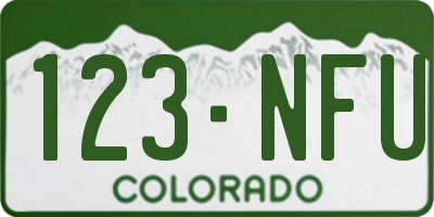 CO license plate 123NFU