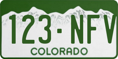 CO license plate 123NFV