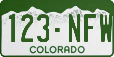 CO license plate 123NFW