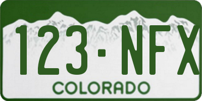 CO license plate 123NFX