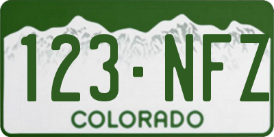 CO license plate 123NFZ