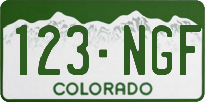 CO license plate 123NGF