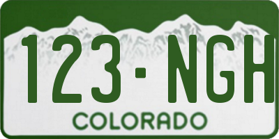 CO license plate 123NGH