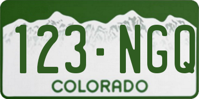CO license plate 123NGQ