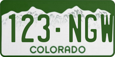 CO license plate 123NGW