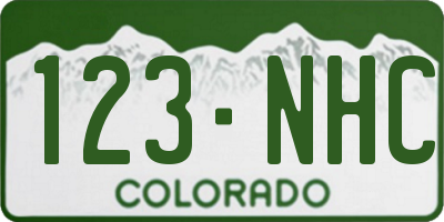 CO license plate 123NHC
