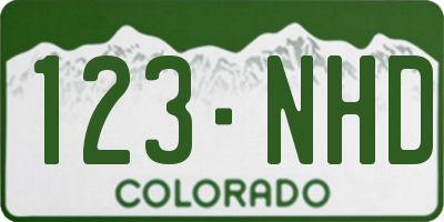 CO license plate 123NHD