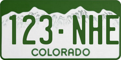 CO license plate 123NHE