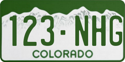 CO license plate 123NHG