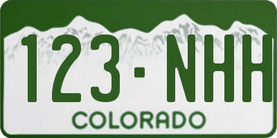 CO license plate 123NHH