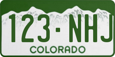 CO license plate 123NHJ