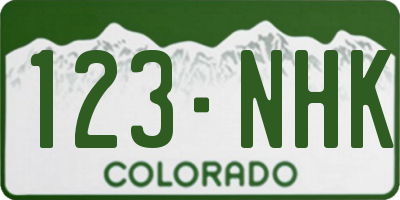 CO license plate 123NHK