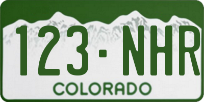 CO license plate 123NHR