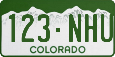 CO license plate 123NHU