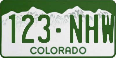 CO license plate 123NHW