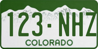 CO license plate 123NHZ