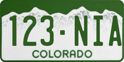 CO license plate 123NIA