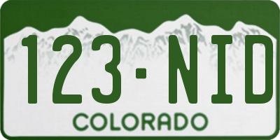 CO license plate 123NID
