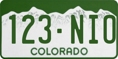 CO license plate 123NIO