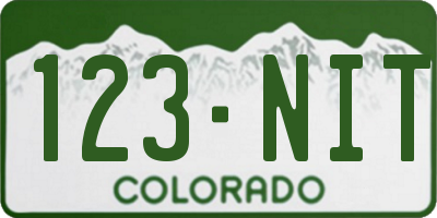 CO license plate 123NIT