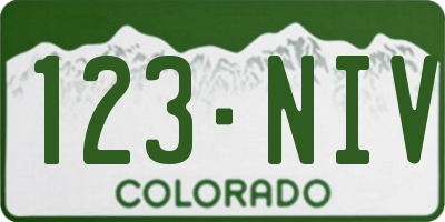 CO license plate 123NIV