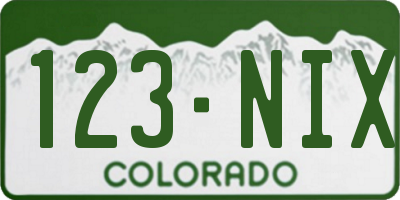 CO license plate 123NIX