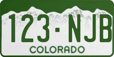 CO license plate 123NJB