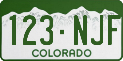 CO license plate 123NJF