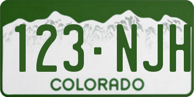CO license plate 123NJH