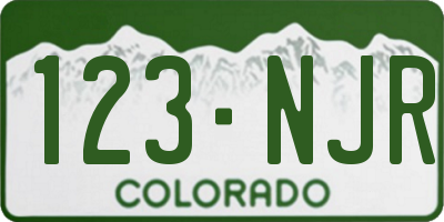 CO license plate 123NJR