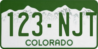 CO license plate 123NJT