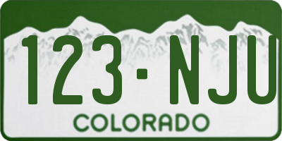 CO license plate 123NJU