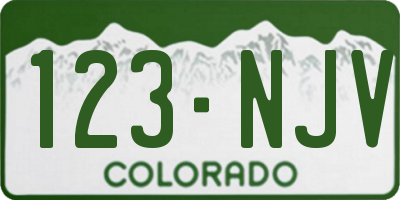 CO license plate 123NJV