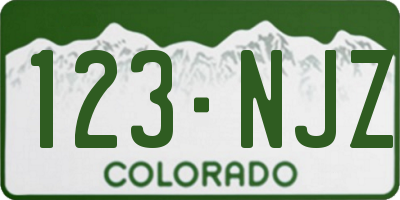 CO license plate 123NJZ