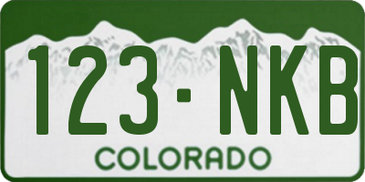CO license plate 123NKB