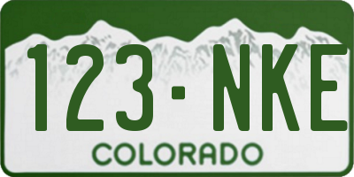 CO license plate 123NKE