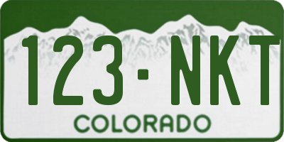 CO license plate 123NKT