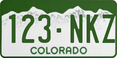CO license plate 123NKZ