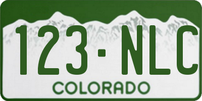CO license plate 123NLC