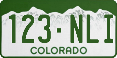 CO license plate 123NLI