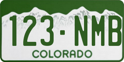 CO license plate 123NMB