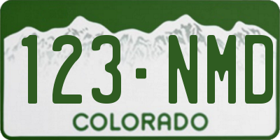 CO license plate 123NMD