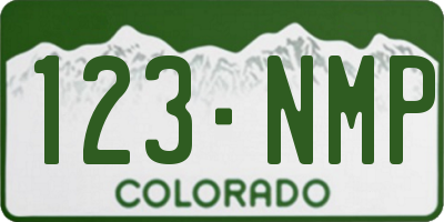 CO license plate 123NMP